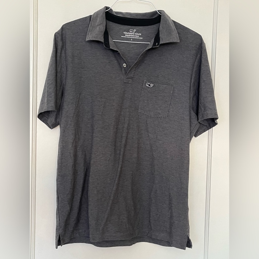 Vineyard Vines Edgartown Polo, Size Men's Large, Light Gray